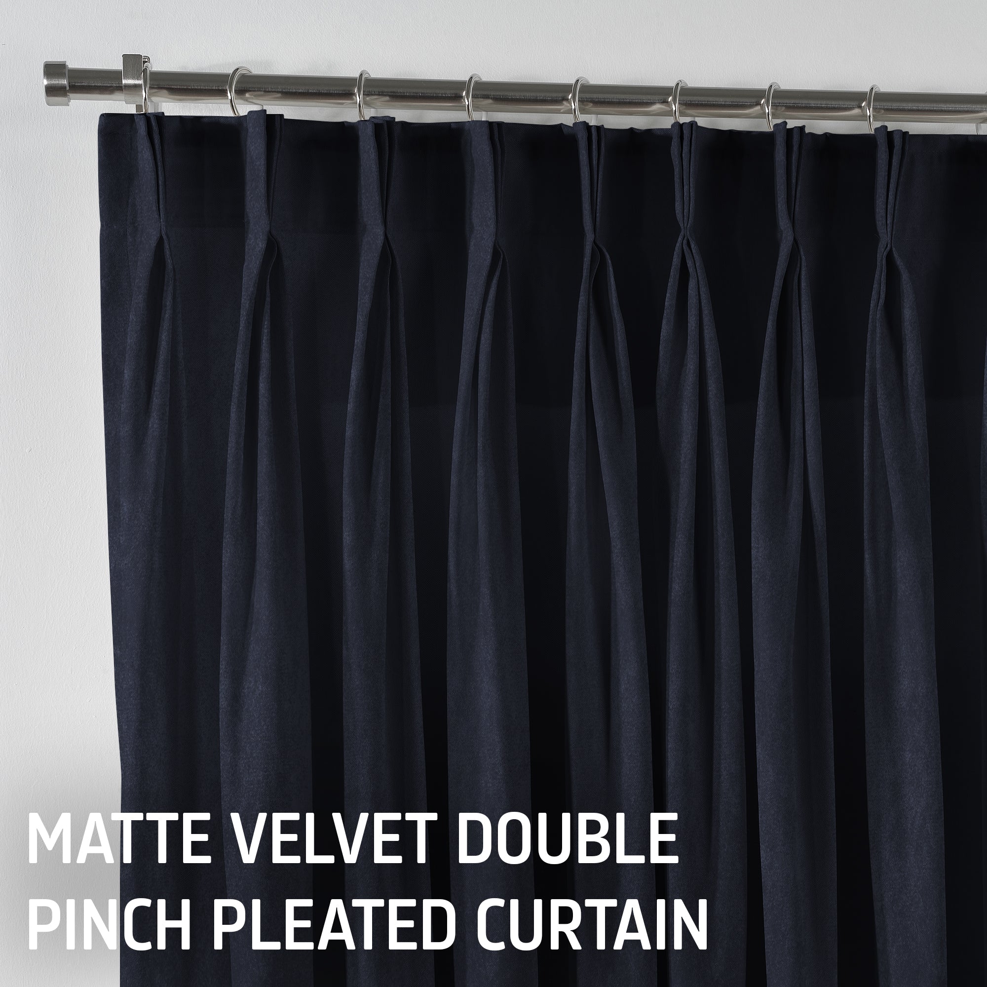 Matte Velvet Pinch Pleated Curtain Single Panel - Eigengrau