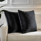 Matte Velvet Cushion Covers Set of 2 Hidden Zipper - Black