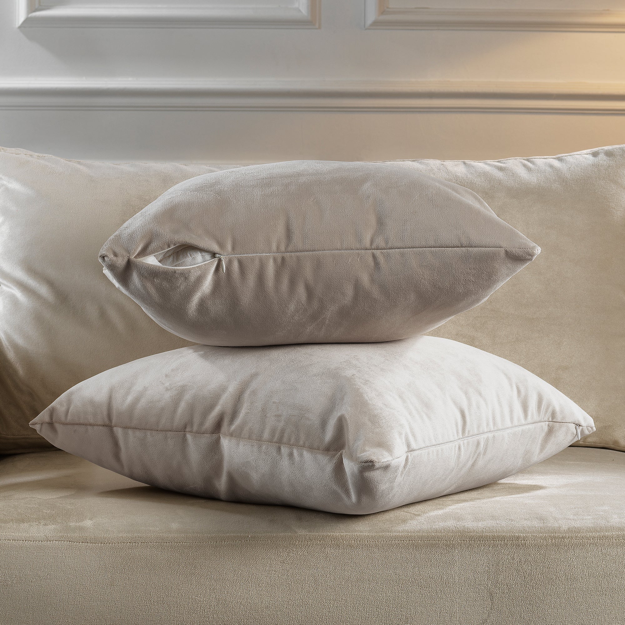 Matte Velvet Cushion Covers Set of 2 Hidden Zipper - Seashell