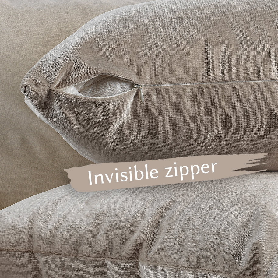 Matte Velvet Cushion Covers Set of 2 Hidden Zipper - Seashell