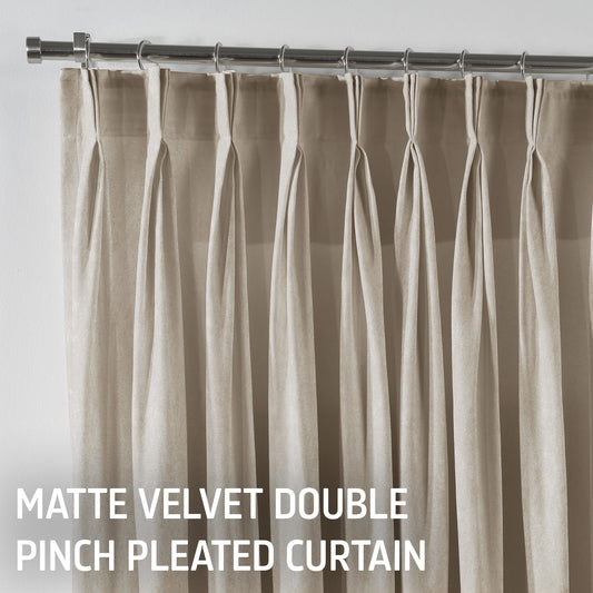 Matte Velvet Pinch Pleated Curtain Single Panel - Seashell