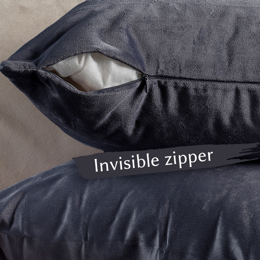 Matte Velvet Cushion Covers Set of 2 Hidden Zipper - Independence