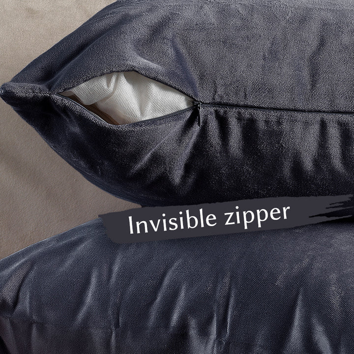 Matte Velvet Cushion Covers Set of 2 Hidden Zipper - Independence