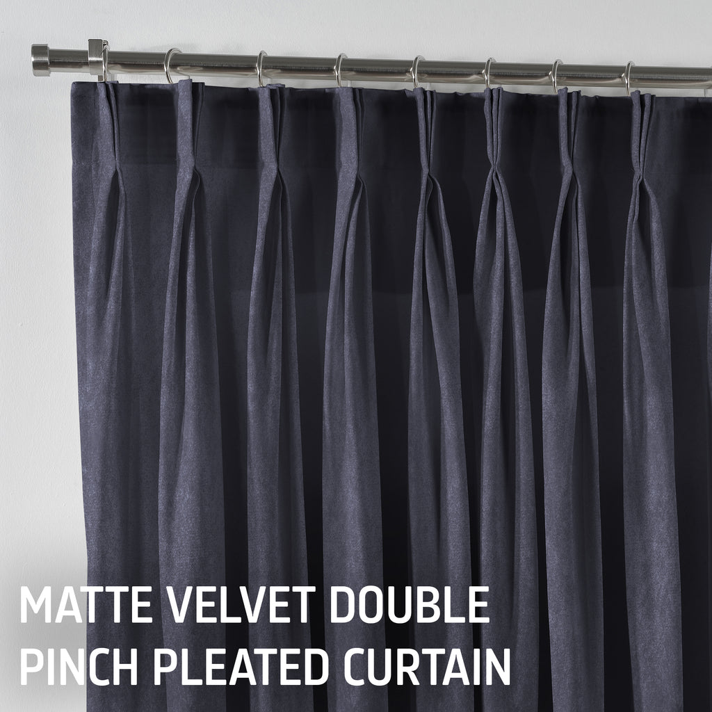Matte Velvet Pinch Pleated Curtain Single Panel - Independence