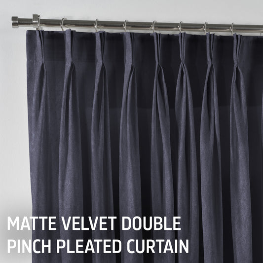 Matte Velvet Pinch Pleated Curtain Single Panel - Independence
