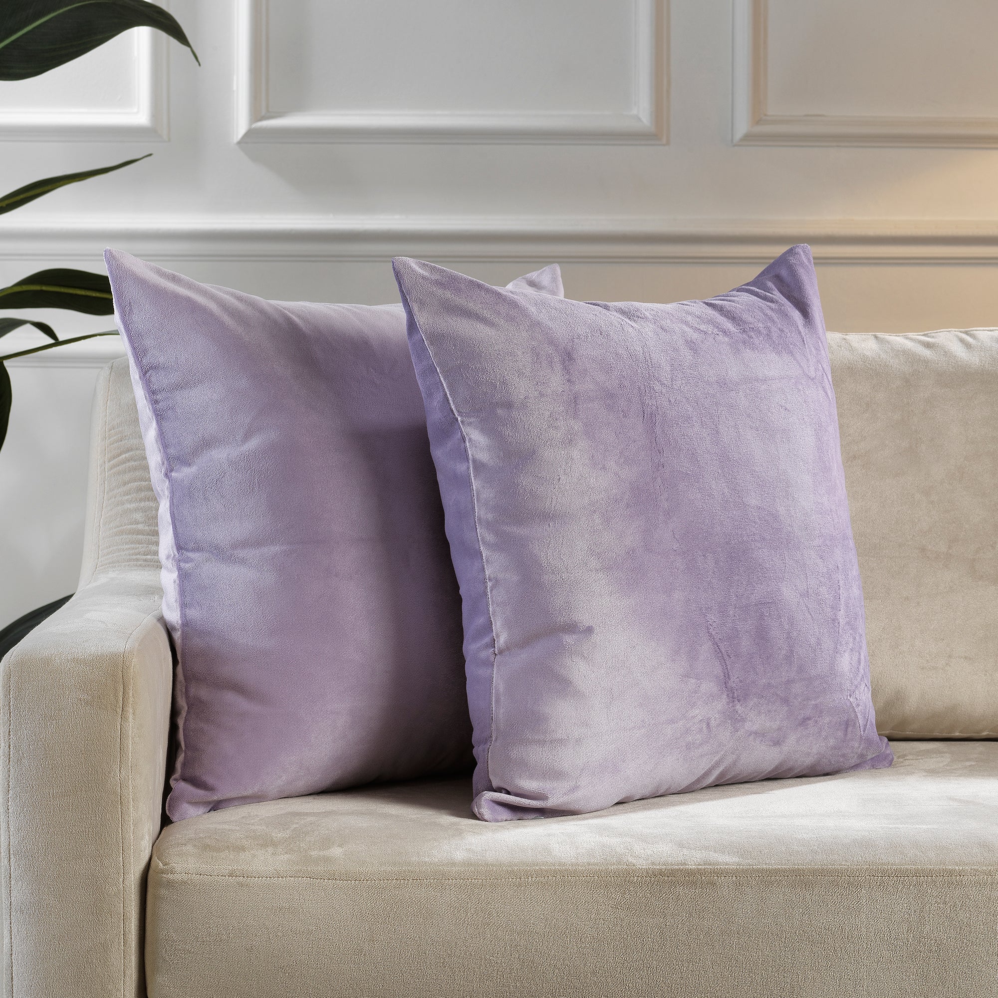 Matte Velvet Cushion Covers Set of 2 Hidden Zipper - Lavender