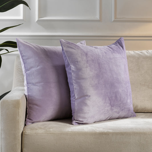 Matte Velvet Cushion Covers Set of 2 Hidden Zipper - Lavender