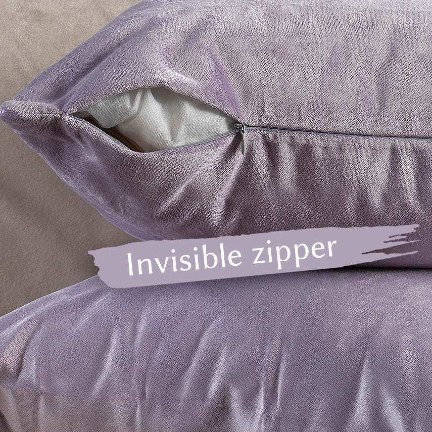 Matte Velvet Cushion Covers Set of 2 Hidden Zipper - Lavender