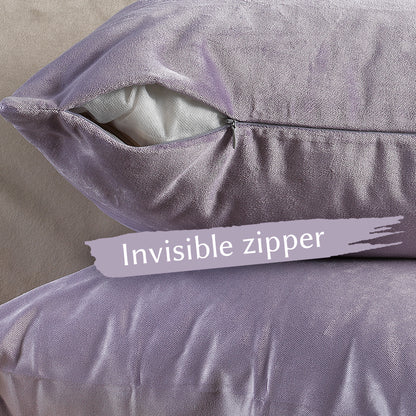 Matte Velvet Cushion Covers Set of 2 Hidden Zipper - Lavender