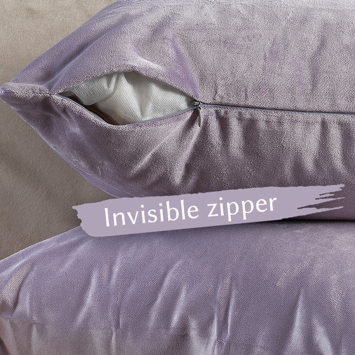 Matte Velvet Cushion Covers Set of 2 Hidden Zipper - Lavender