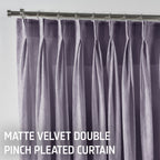 Matte Velvet Pinch Pleated Curtain Single Panel - Lavender
