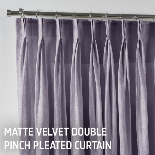 Matte Velvet Pinch Pleated Curtain Single Panel - Lavender