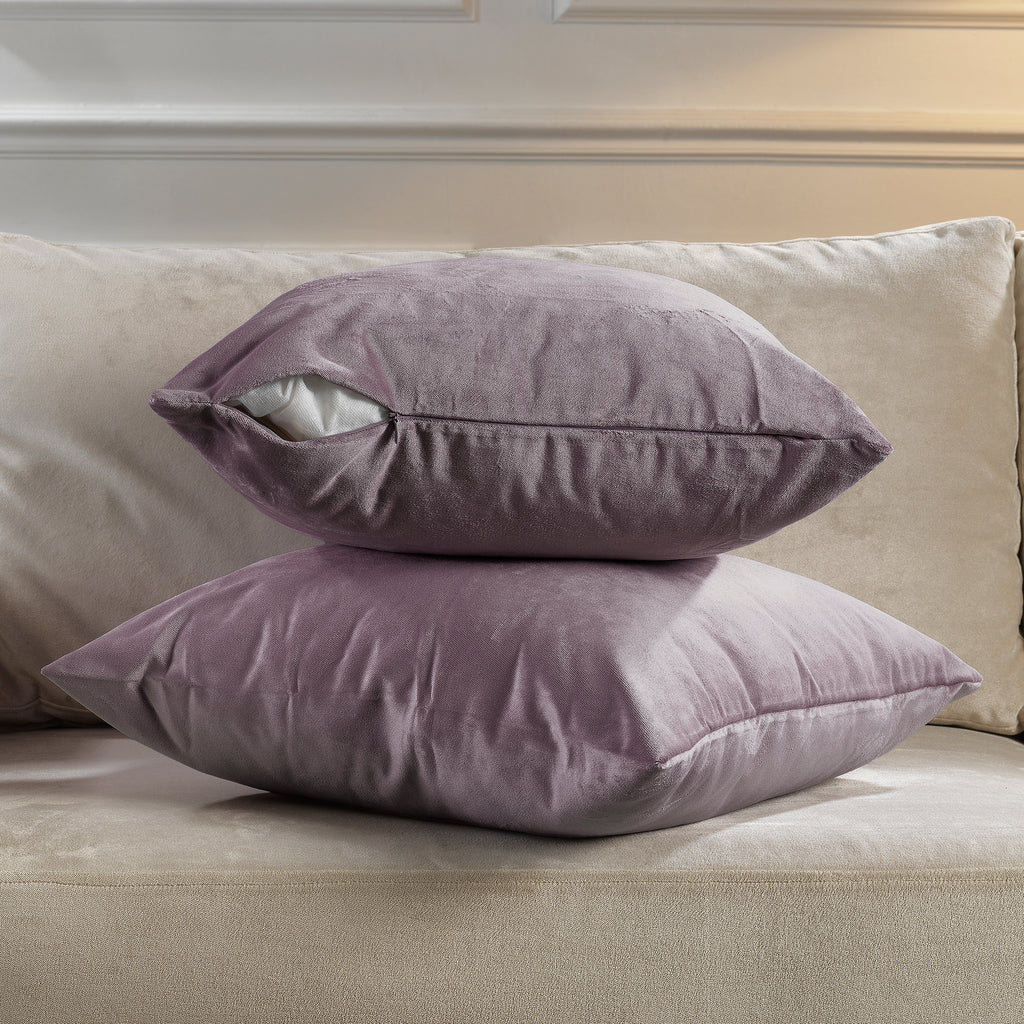Matte Velvet Cushion Covers Set of 2 Hidden Zipper - Lilac Luster