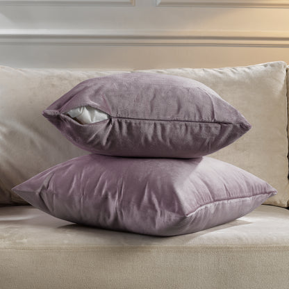 Matte Velvet Cushion Covers Set of 2 Hidden Zipper - Lilac Luster