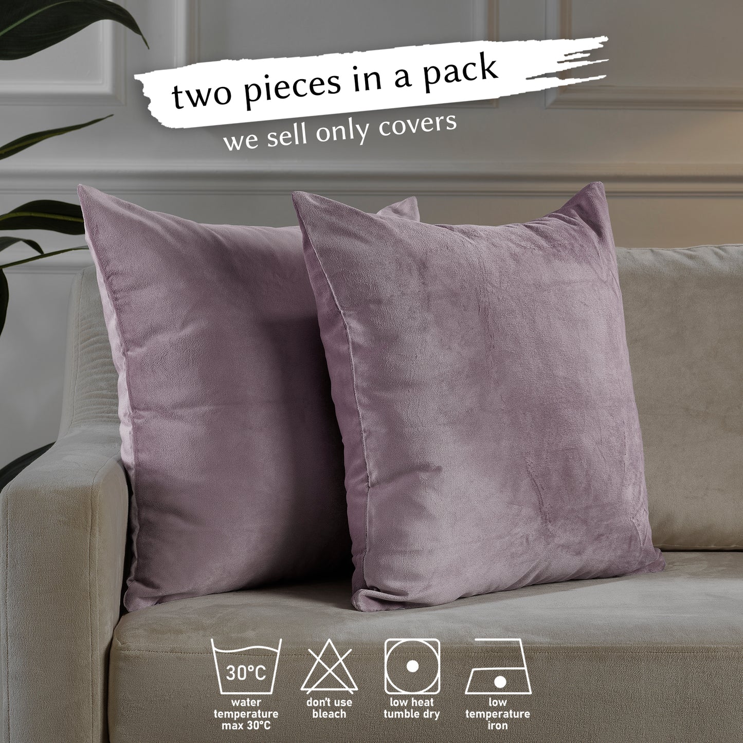 Matte Velvet Cushion Covers Set of 2 Hidden Zipper - Lilac Luster