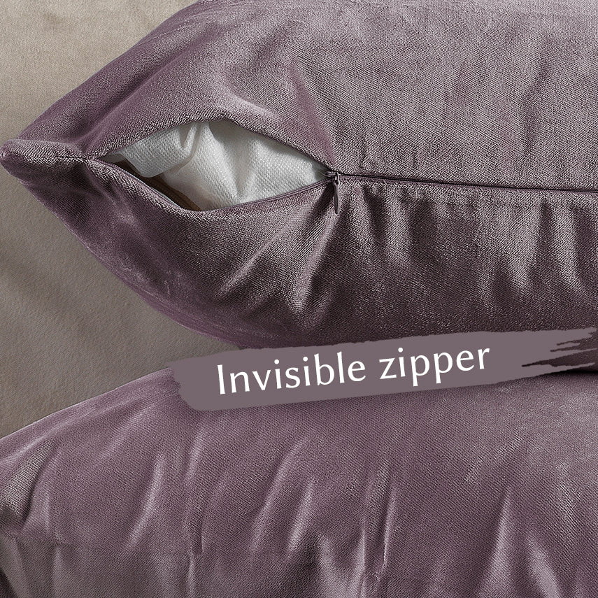 Matte Velvet Cushion Covers Set of 2 Hidden Zipper - Lilac Luster