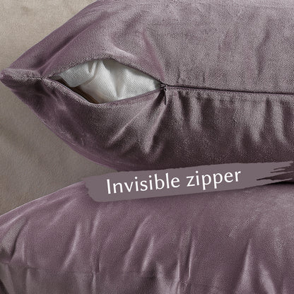 Matte Velvet Cushion Covers Set of 2 Hidden Zipper - Lilac Luster