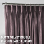 Matte Velvet Pinch Pleated Curtain Single Panel - Lilac Luster