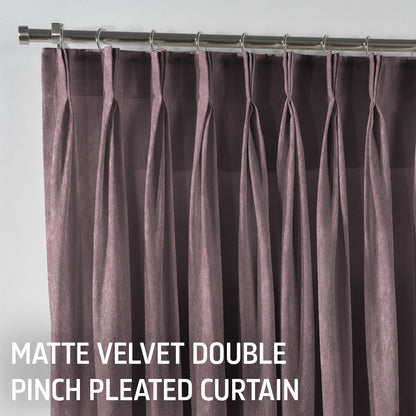 Matte Velvet Pinch Pleated Curtain Single Panel - Lilac Luster