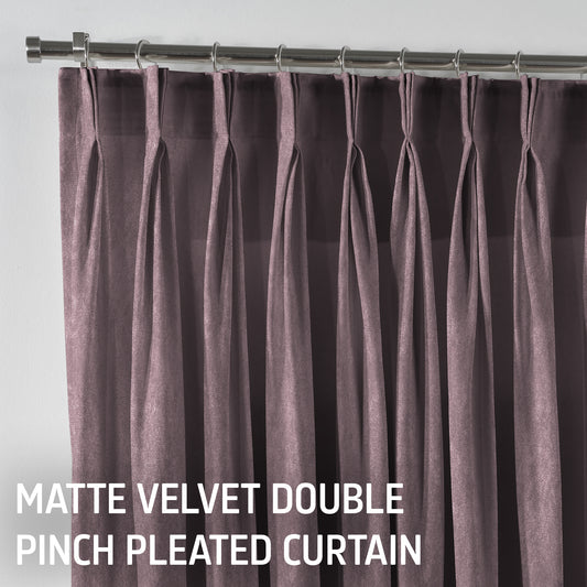 Matte Velvet Pinch Pleated Curtain Single Panel - Lilac Luster