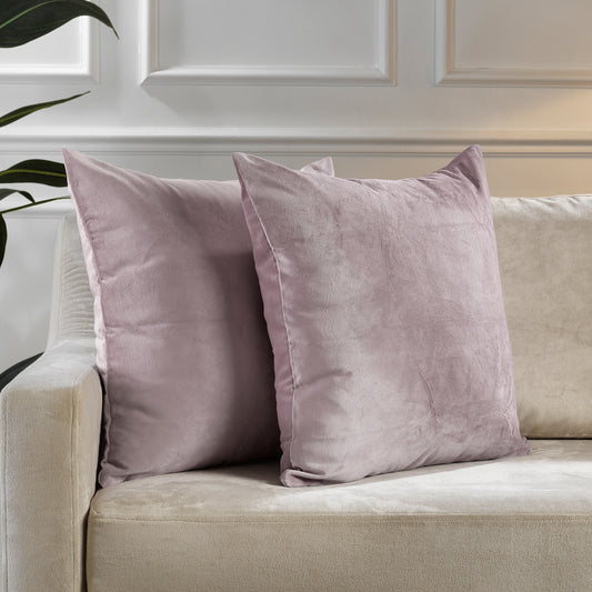Matte Velvet Cushion Covers Set of 2 Hidden Zipper - Light Pink