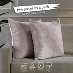 Matte Velvet Cushion Covers Set of 2 Hidden Zipper - Light Pink