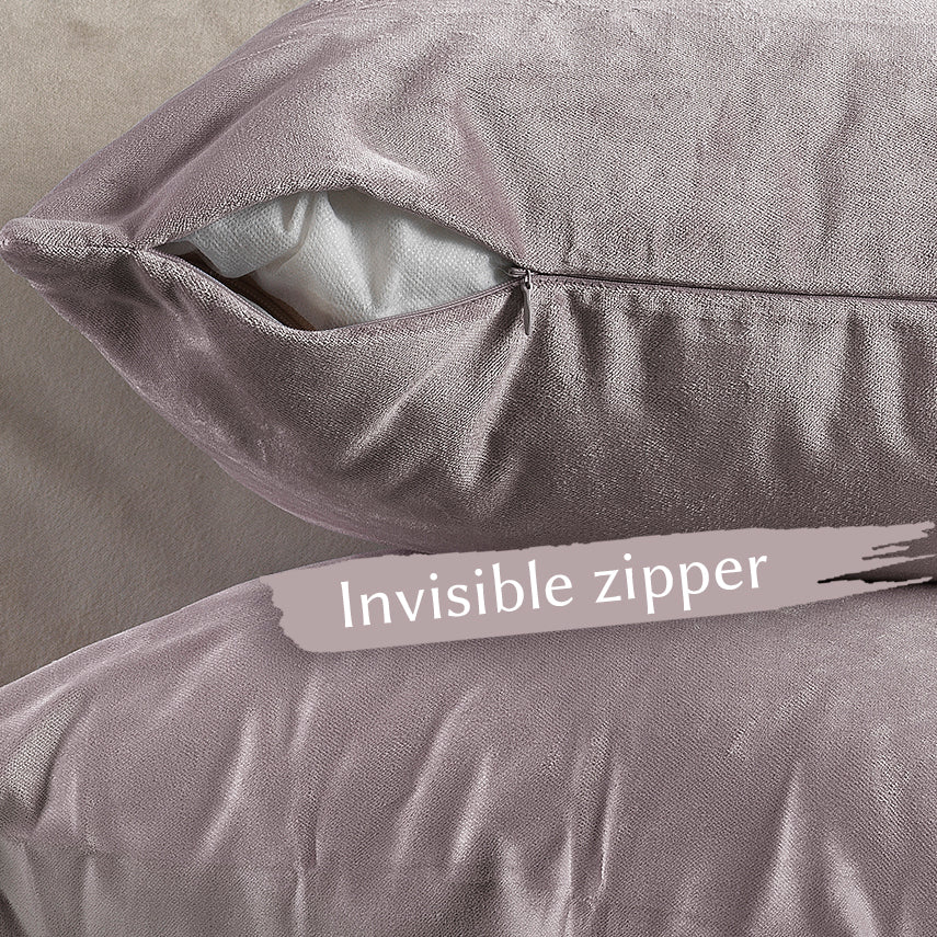 Matte Velvet Cushion Covers Set of 2 Hidden Zipper - Light Pink