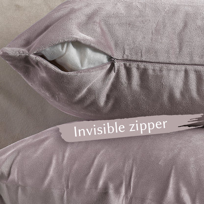 Matte Velvet Cushion Covers Set of 2 Hidden Zipper - Light Pink