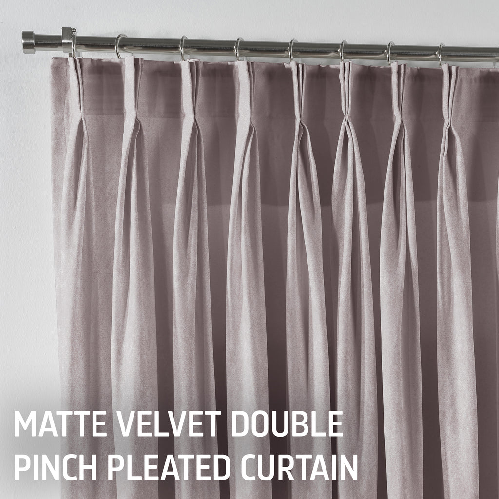 Matte Velvet Pinch Pleated Curtain Single Panel - Light Pink