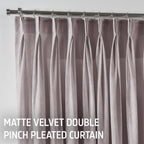 Matte Velvet Pinch Pleated Curtain Single Panel - Light Pink