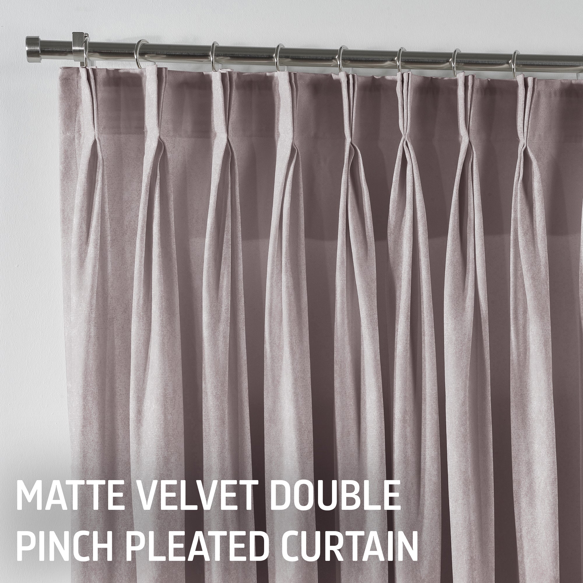 Matte Velvet Pinch Pleated Curtain Single Panel - Light Pink