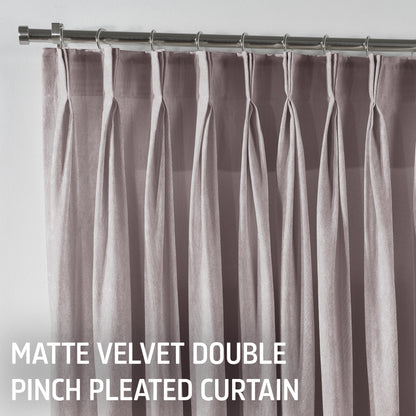 Matte Velvet Pinch Pleated Curtain Single Panel - Light Pink
