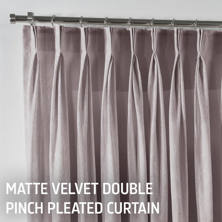 Matte Velvet Pinch Pleated Curtain Single Panel - Light Pink