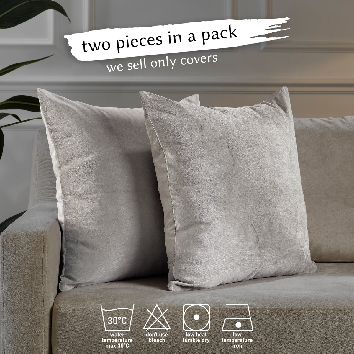 Matte Velvet Cushion Covers Set of 2 Hidden Zipper - Thistle
