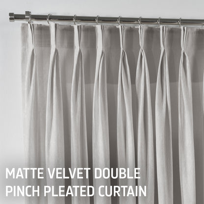 Matte Velvet Pinch Pleated Curtain Single Panel - Thistle
