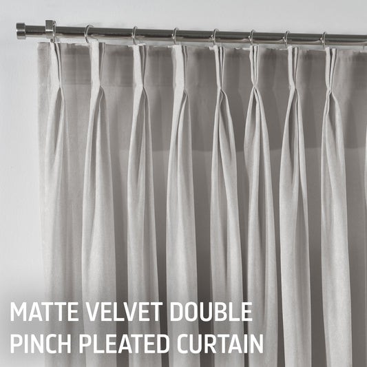 Matte Velvet Pinch Pleated Curtain Single Panel - Thistle