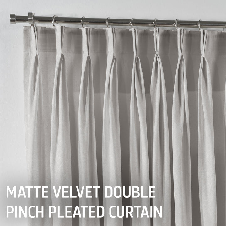 Matte Velvet Pinch Pleated Curtain Single Panel - Thistle