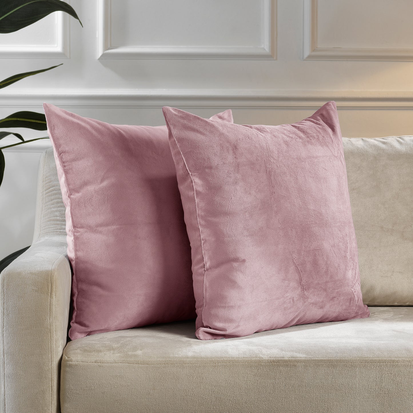 Matte Velvet Cushion Covers Set of 2 Hidden Zipper - Pink