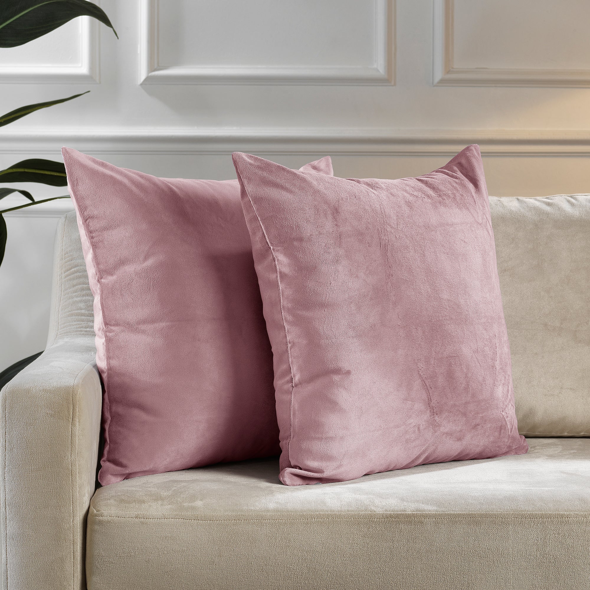 Matte Velvet Cushion Covers Set of 2 Hidden Zipper - Pink