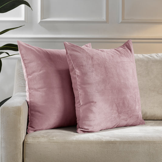 Matte Velvet Cushion Covers Set of 2 Hidden Zipper - Pink