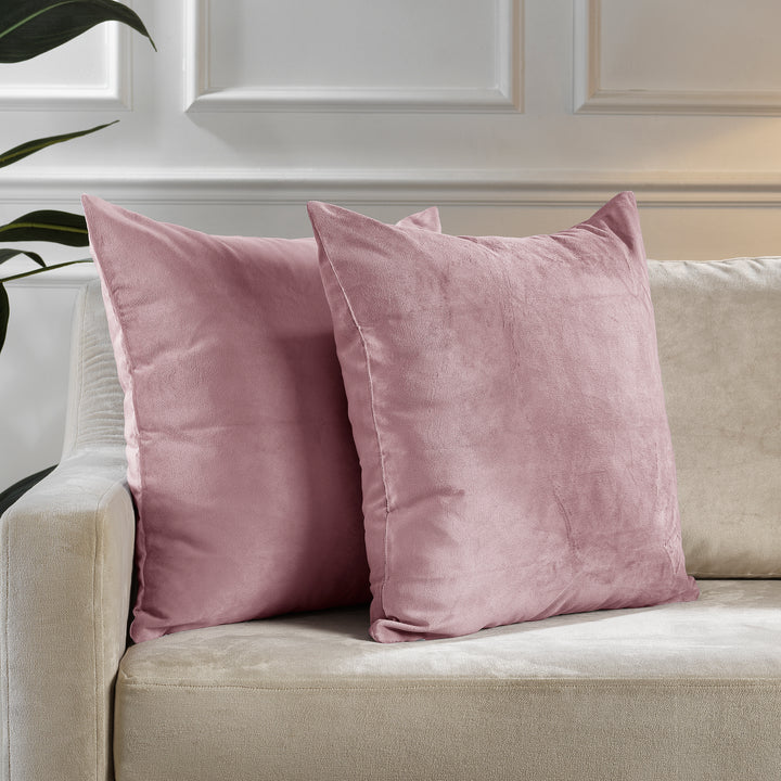 Matte Velvet Cushion Covers Set of 2 Hidden Zipper - Pink