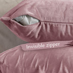 Matte Velvet Cushion Covers Set of 2 Hidden Zipper - Pink