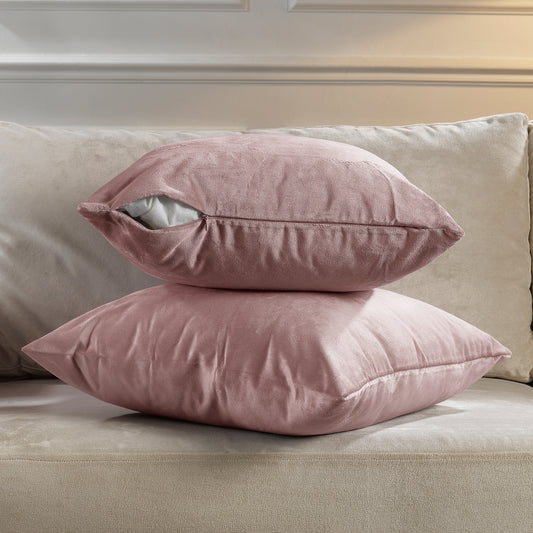 Matte Velvet Cushion Covers Set of 2 Hidden Zipper - Flamingo