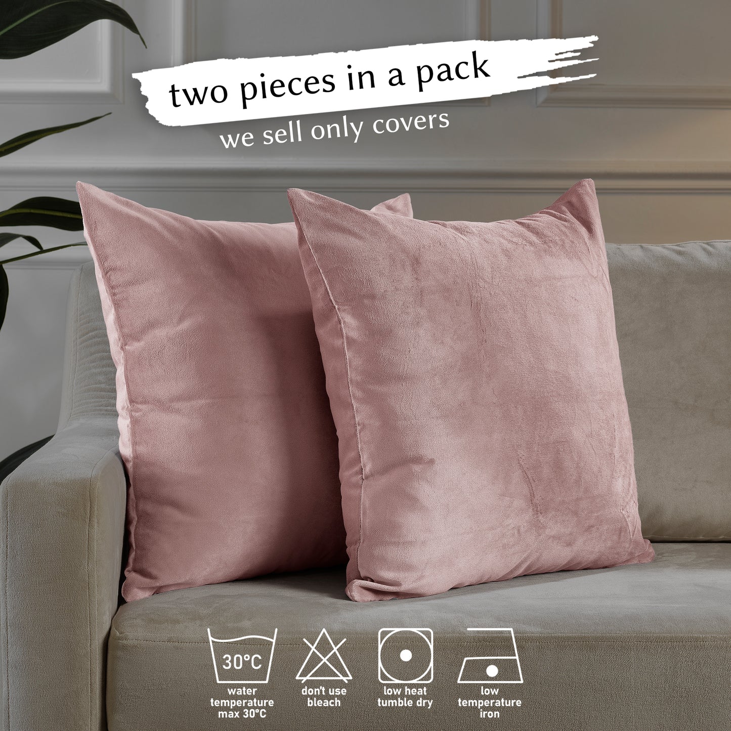 Matte Velvet Cushion Covers Set of 2 Hidden Zipper - Flamingo