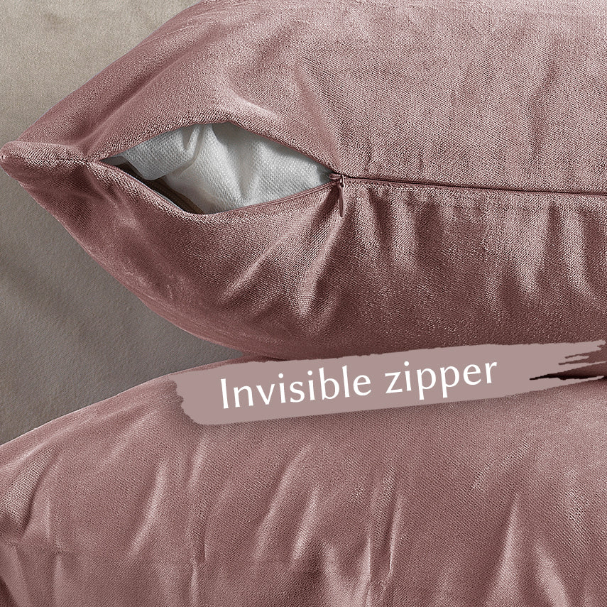 Matte Velvet Cushion Covers Set of 2 Hidden Zipper - Flamingo