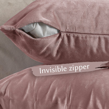 Matte Velvet Cushion Covers Set of 2 Hidden Zipper - Flamingo