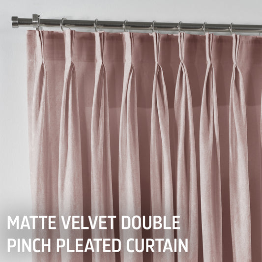 Matte Velvet Pinch Pleated Curtain Single Panel - Flamingo