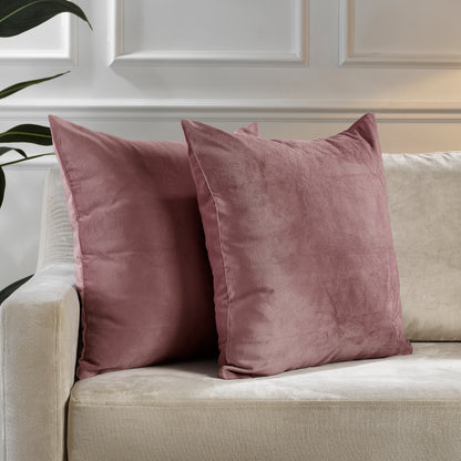 Matte Velvet Cushion Covers Set of 2 Hidden Zipper - Ruddy Pink