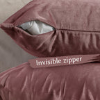 Matte Velvet Cushion Covers Set of 2 Hidden Zipper - Ruddy Pink