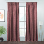 Matte Velvet Pinch Pleated Curtain Single Panel - Ruddy Pink